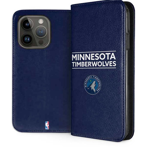 NBA Minnesota Timberwolves Standard - Navy Blue iPhone 15 Pro Folio Case
